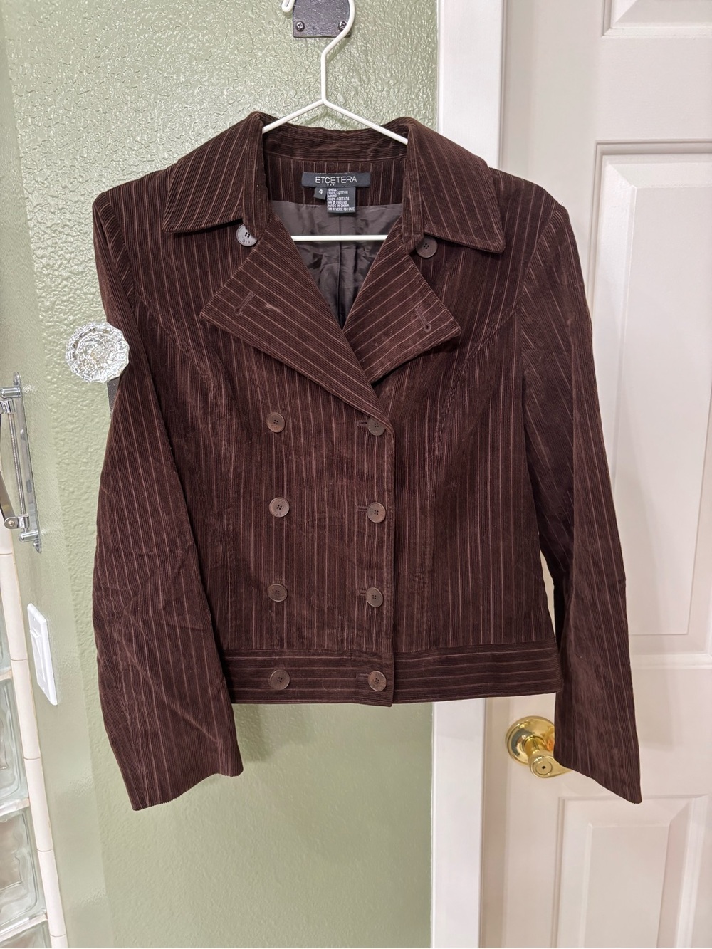 Etcetera Brown Pinstripe Double-Breasted Blazer